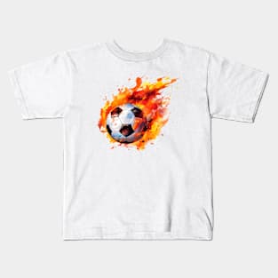 Flaming Soccer Ball Kids T-Shirt